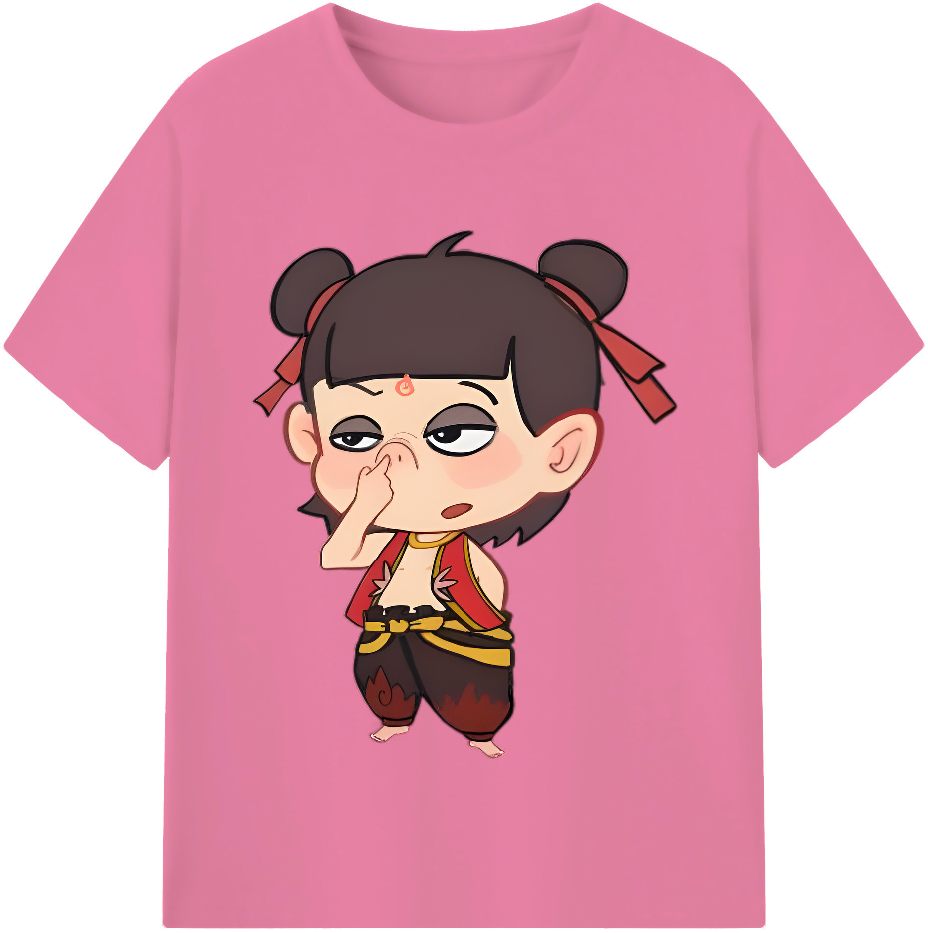 （画像用） Ne Zha 2 ナタ 魔童の大暴れ 綿100％半袖Tシャツ（フロントプリント）